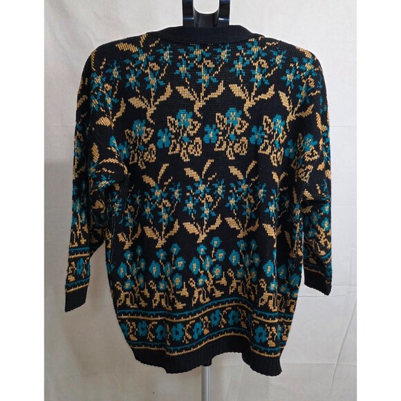 Vintage Women's Bright Lights Floral Knit Open Front Cardigan – 1970s–1980s - Picture 6 of 10